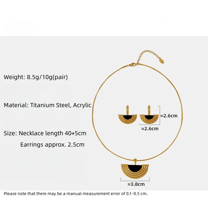 SEMICIRCULAR PENDANT NECKLACE & EARRING SET