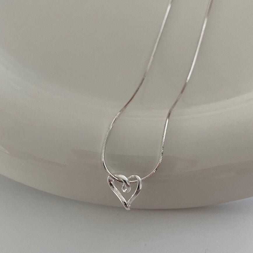 Heart-Shaped Pendant Sterling Silver Necklace