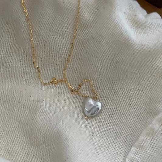 Heart-Shaped Baroque Pearl Pendant Necklace