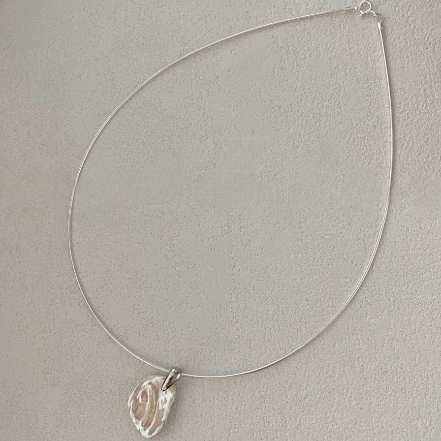 Petal-Shaped Baroque Pearl Pendant Sterling Silver Necklace
