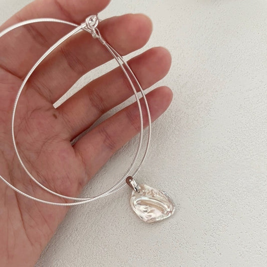 Petal-Shaped Baroque Pearl Pendant Sterling Silver Necklace