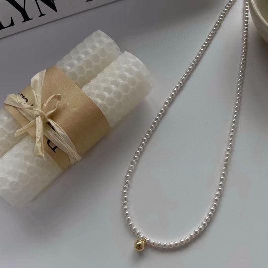 Imitation Pearl Baby Bead Dangle Necklace