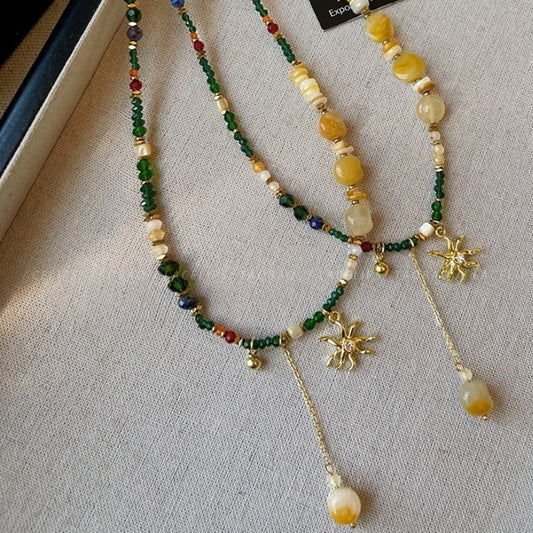 Dopamine Beaded Necklace with Shell & Natural Stone