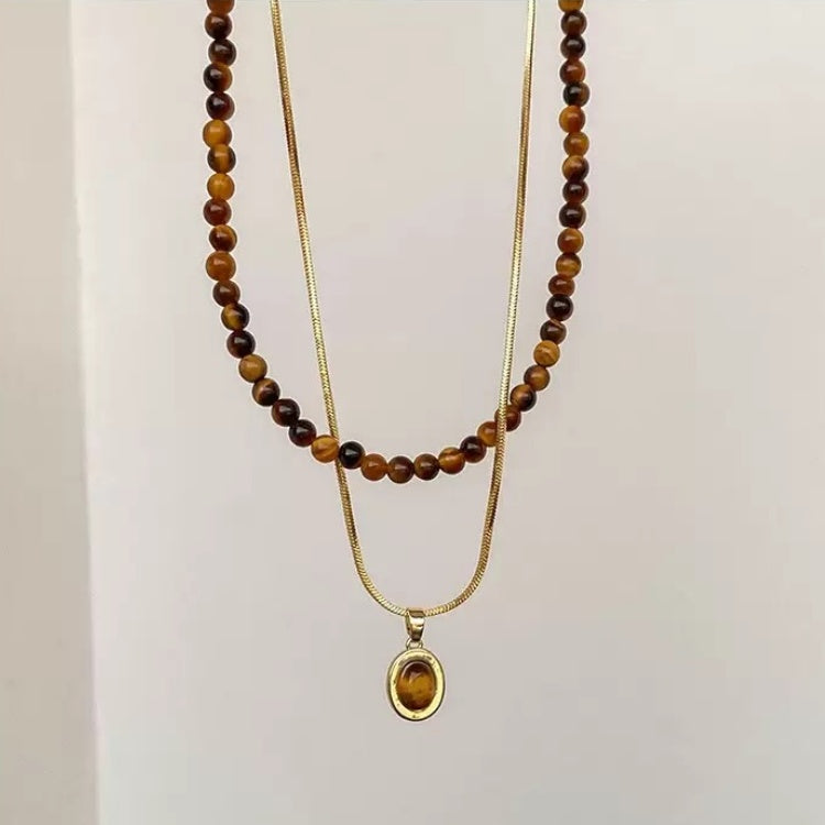 Tiger's Eye Double-Layer Stackable Necklaces