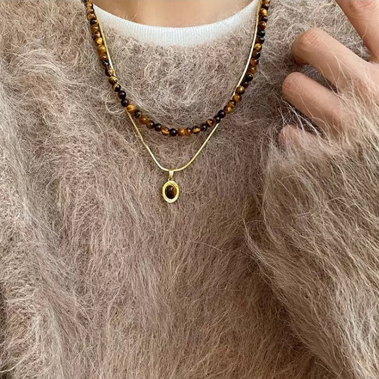 Tiger's Eye Double-Layer Stackable Necklaces