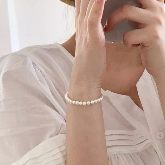 S925 Silver Magnetic Clasp Imitation Pearl Bracelet