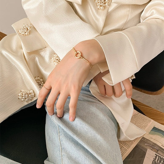 Round Ring Water Drill Inlaid Adjustable Bracelet