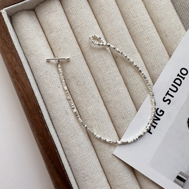 S925 Sterling Silver Crushed Silver Bead Bracelet