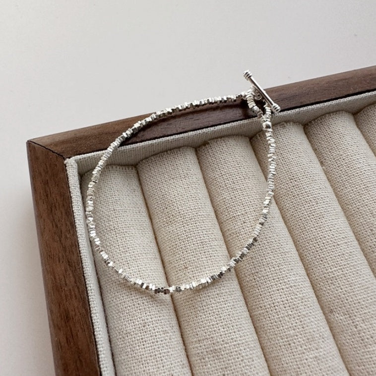 S925 Sterling Silver Crushed Silver Bead Bracelet