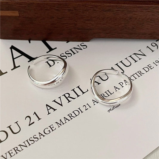 S925 Sterling Silver Teardrop Unique Shape Open Ring