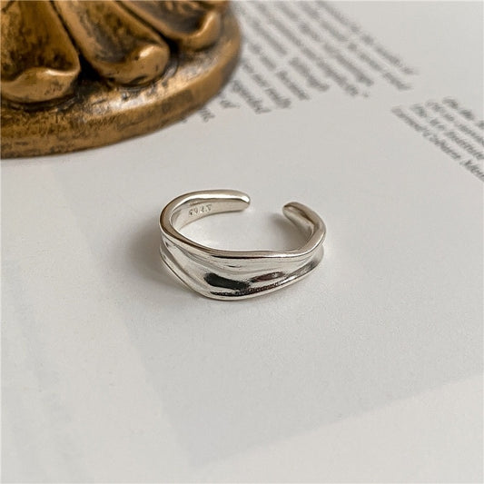 S925 Sterling Silver Asymmetrical Streamlined Ring