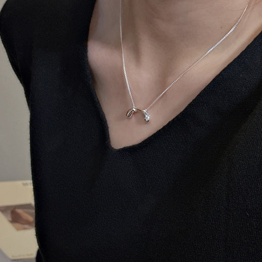 S925 Sterling Silver Bow-Shaped Pendant Necklace