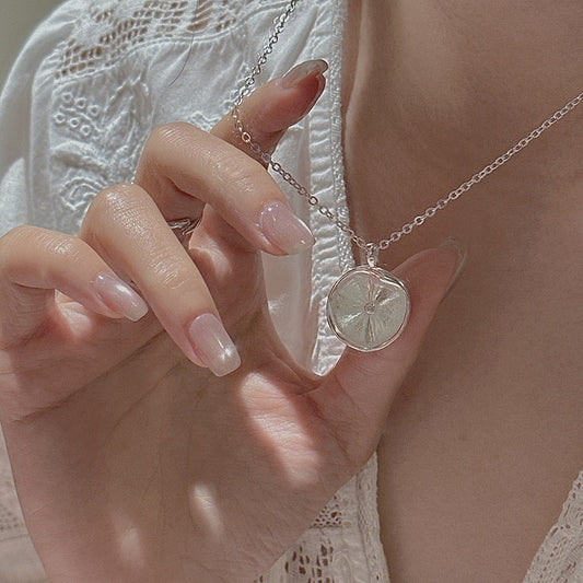 S925 Sterling Silver Round Textured Pendant Necklace