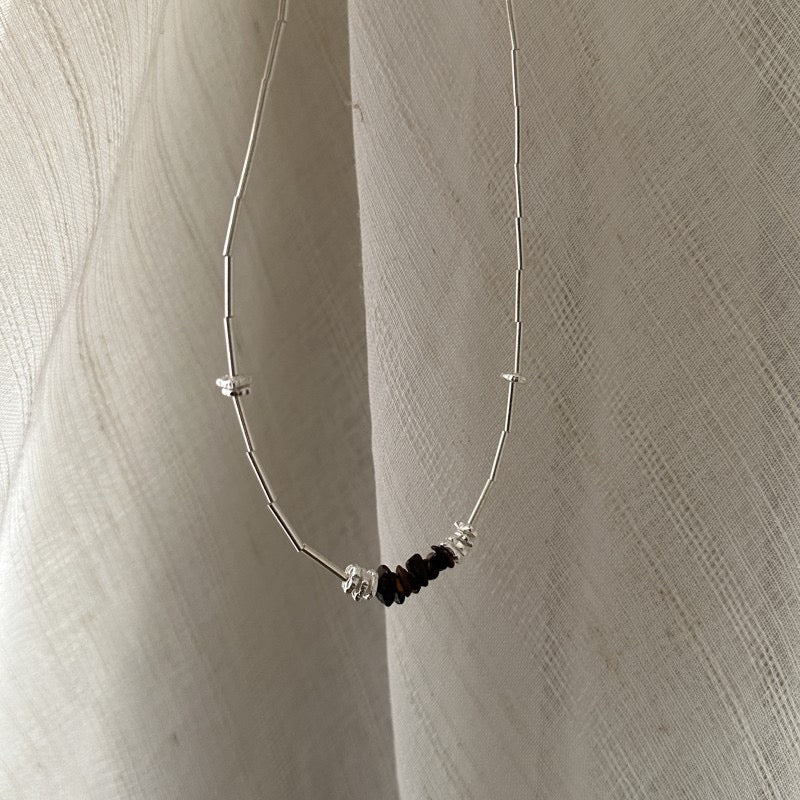 S925 Sterling Silver Crushed Silver Pendant Bamboo-Joint Style Necklace