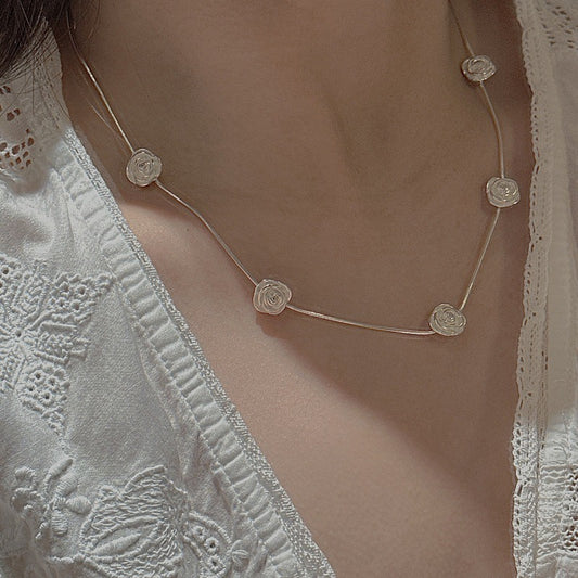 S925 Sterling Silver Rose Pendant Necklace