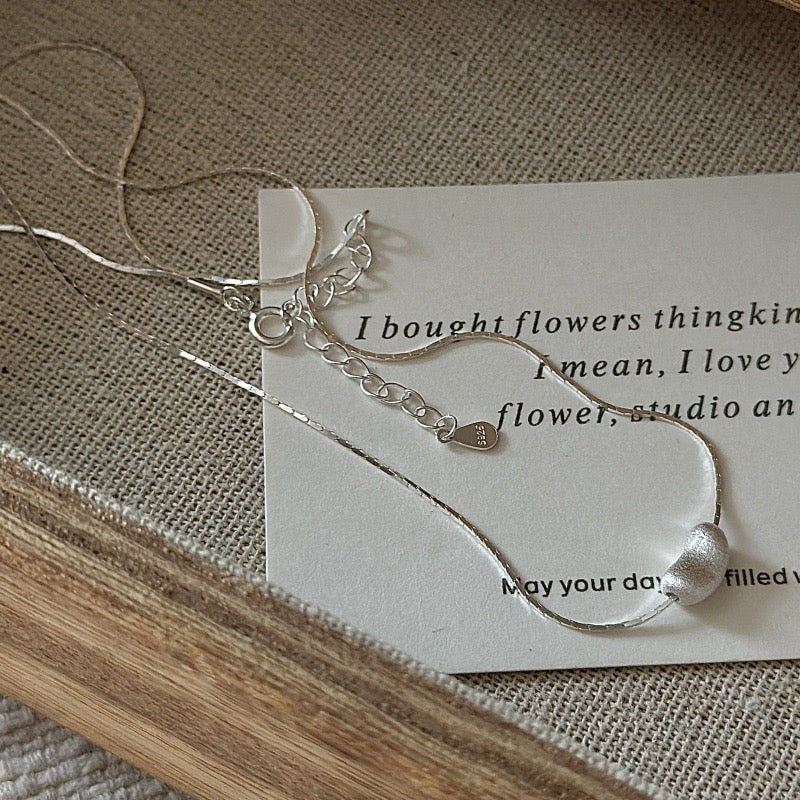 S925 Sterling Silver Singl Bead Pendant Necklace