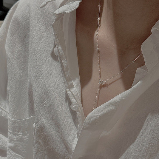 S925 Sterling Silver Simple Long Necklace