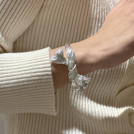 S925 Sterling Silver Oversized Bow Bangle