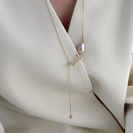 GOLDEN ROSE BAROQUE PEARL NECKLACE