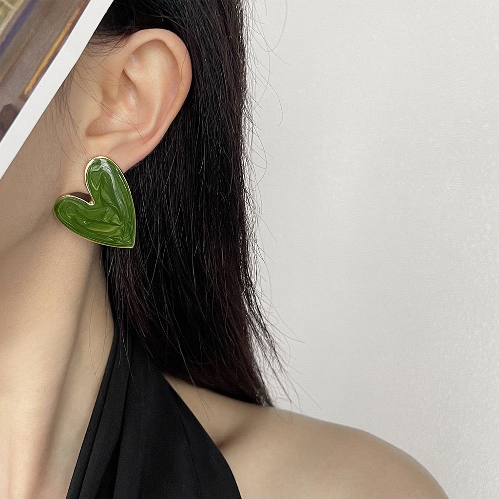 Handmade Drip-Glazed Heart Earrings