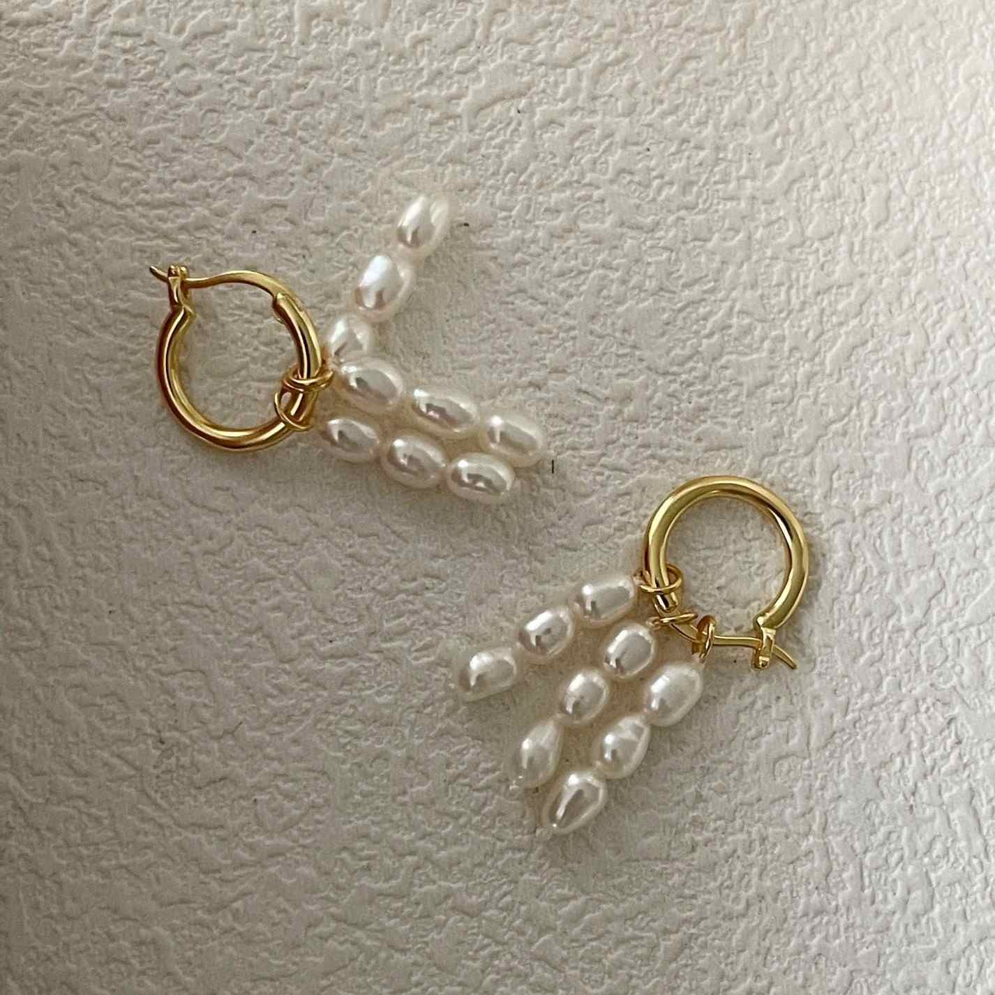 PEARL CASCADE HOOP EARRINGS