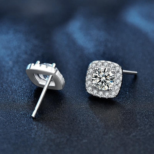 Moissanite & Sterling Silver Stud Earrings