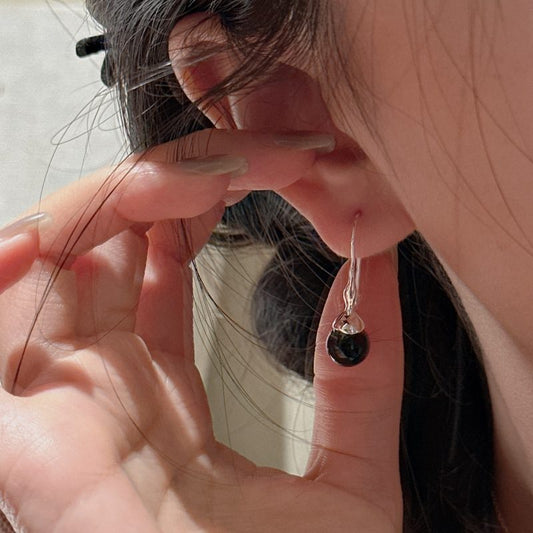 BLACK AGATE PENDANT EARRINGS