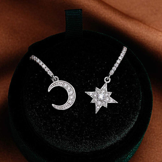 ASYMMETRICAL STAR & MOON EARRINGS