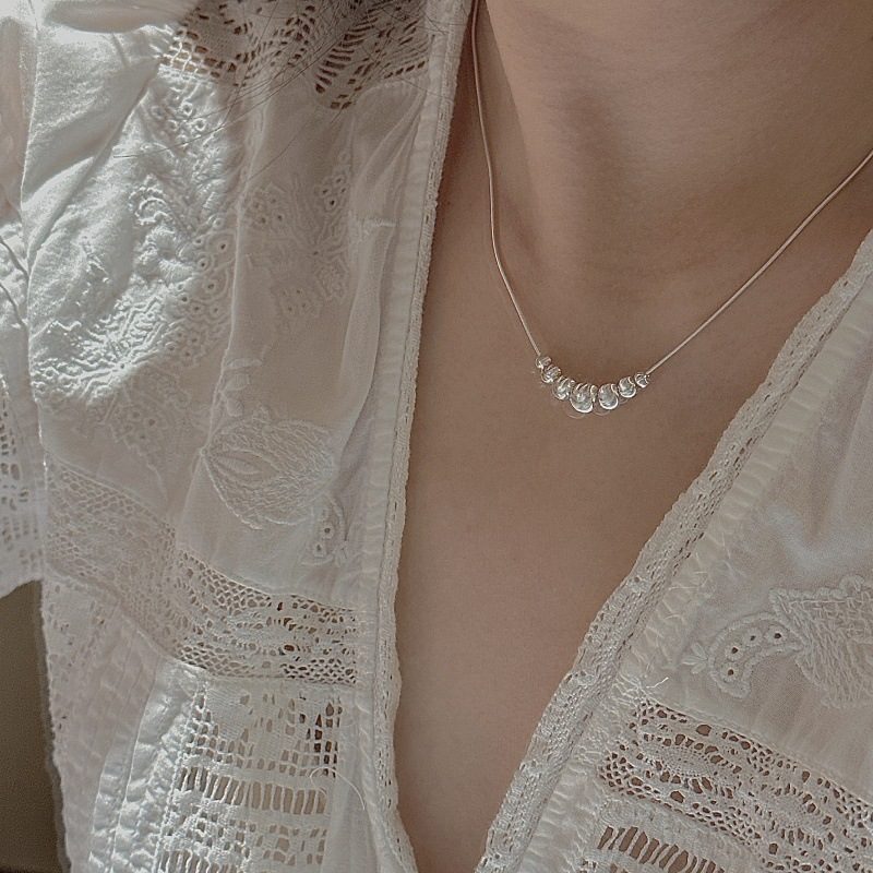 PURE SILVER BEAD PENDANT NECKLACE