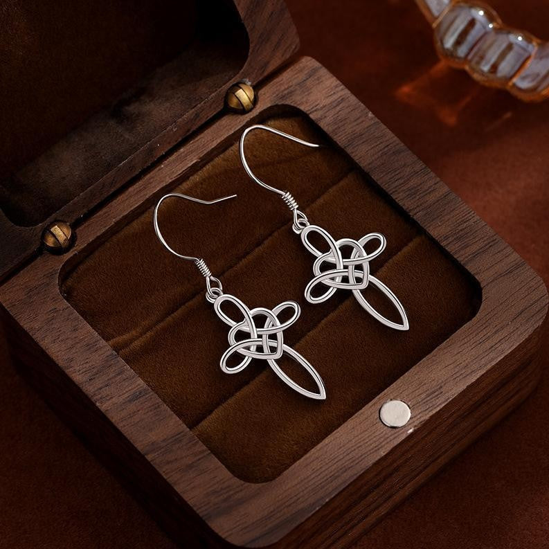 Hollow-Out Cross Earrings in S925 Sterling Silver