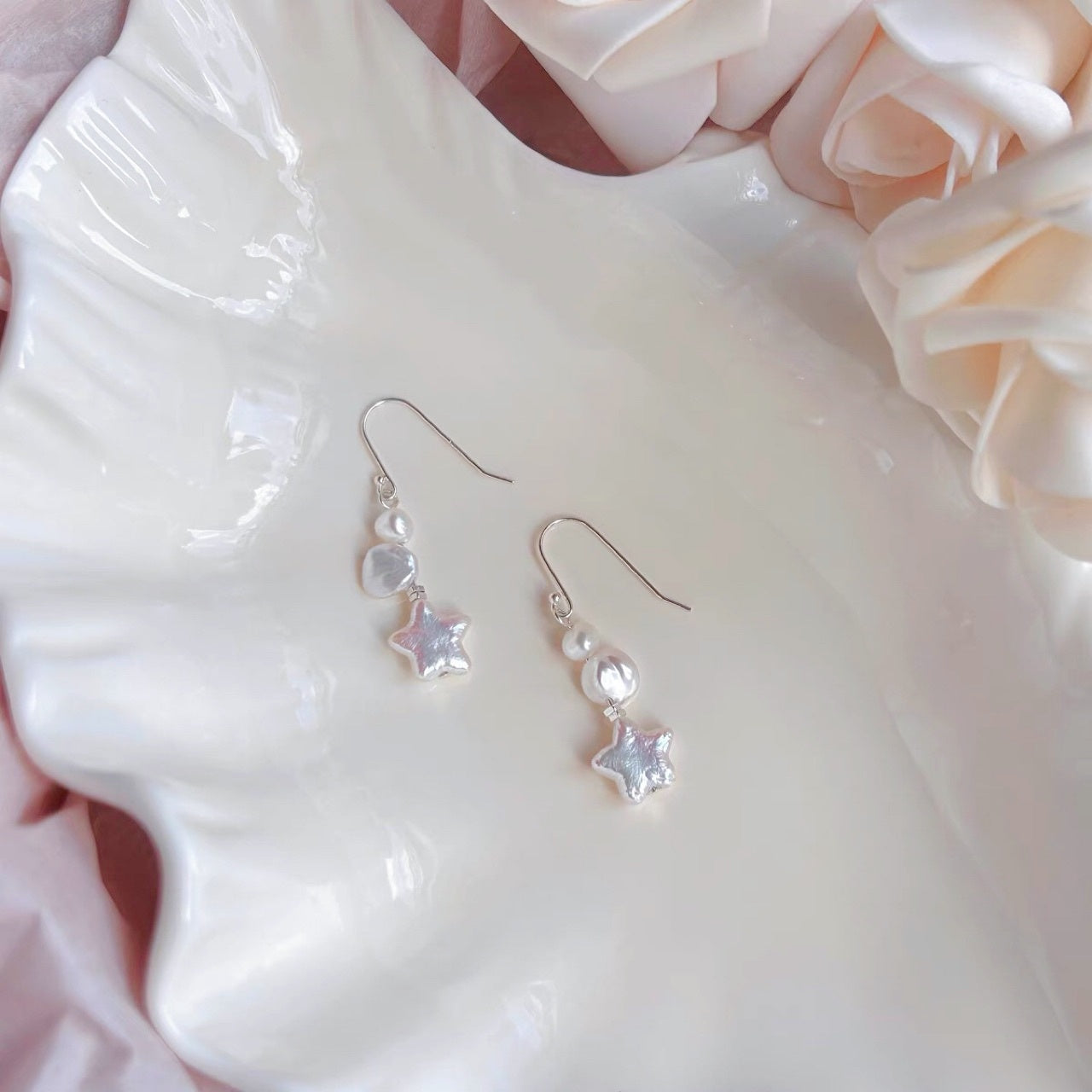 Pentagram Baroque Pearl Earrings