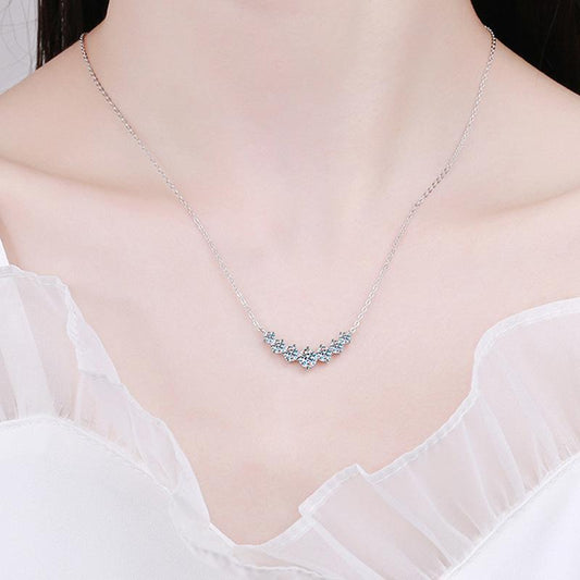 7-Moissanite Pendant Necklace in S925 Sterling Silver