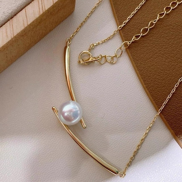 Single Freshwater Pearl Pendant Collar Necklace