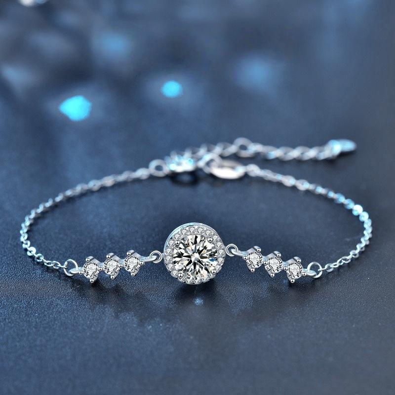 S925 Sterling Silver Bracelet with Moissanite