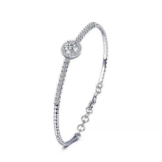 S925 Sterling Silver Bracelet with 50-point Moissanite