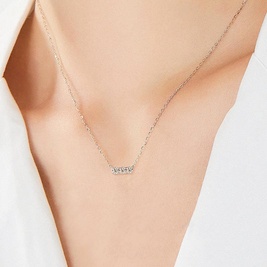 3-Moissanite Pendant Necklace in S925 Sterling Silver