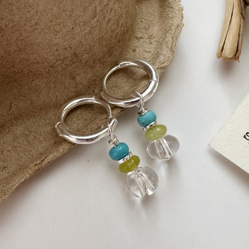 CLEAR QUARTZ BEAD EARRINGS