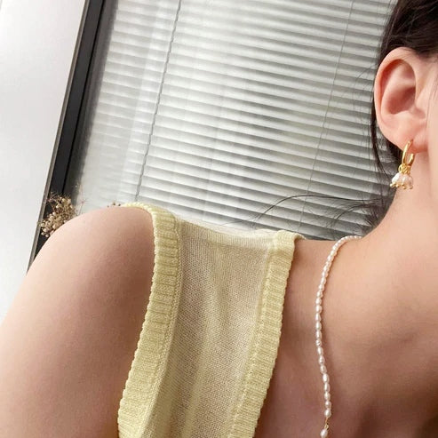 DEWDROP BAROQUE PEARL HOOP EARRINGS