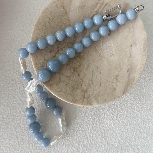 PERUVIAN BLUE OPAL ASYMMETRY NECKLACE