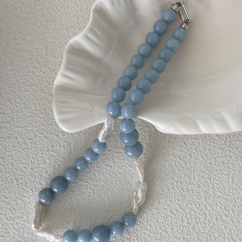 PERUVIAN BLUE OPAL ASYMMETRY NECKLACE