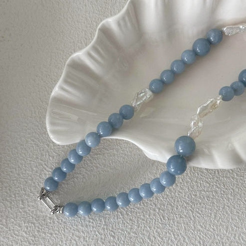 PERUVIAN BLUE OPAL ASYMMETRY NECKLACE