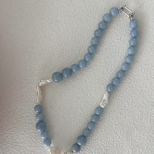 PERUVIAN BLUE OPAL ASYMMETRY NECKLACE