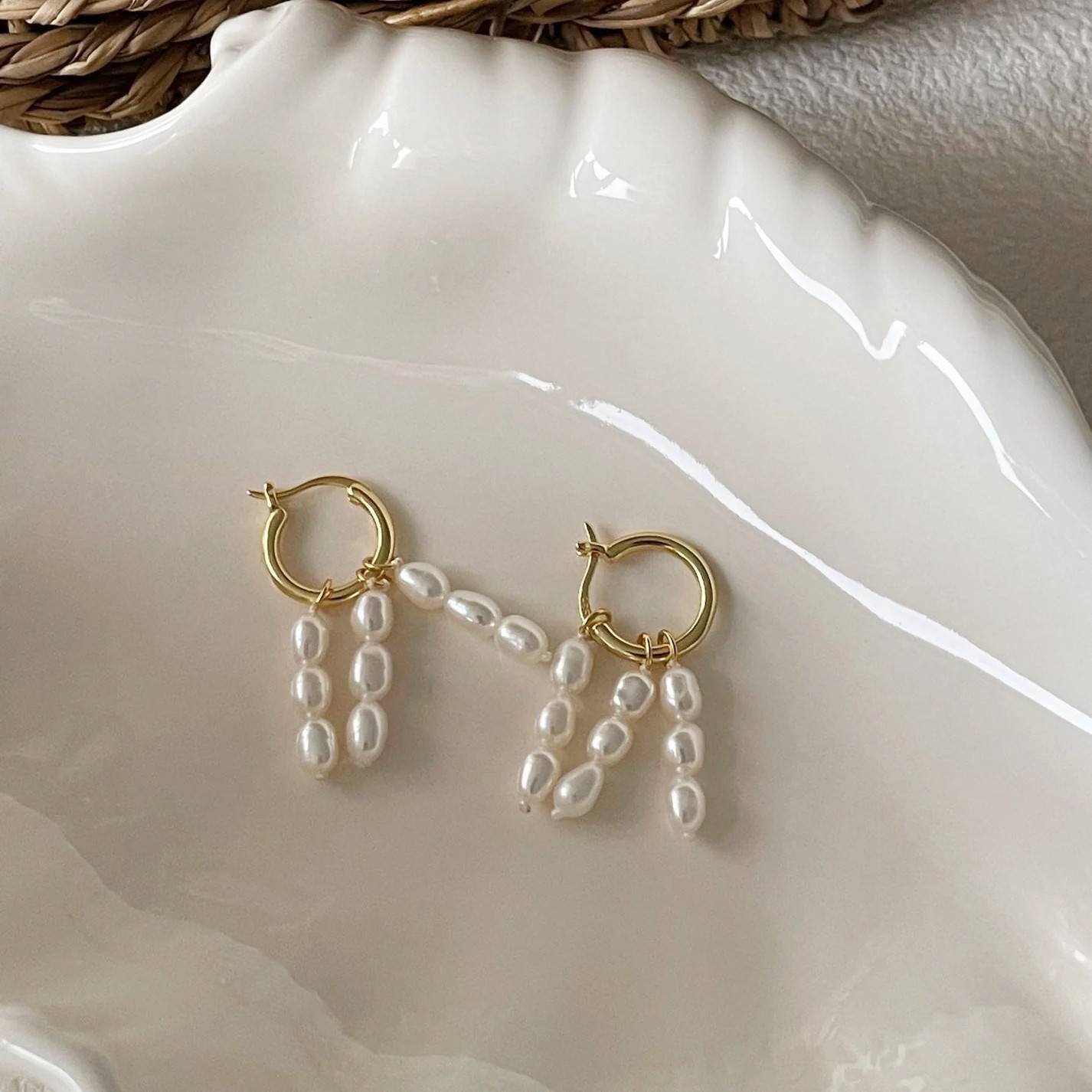PEARL CASCADE HOOP EARRINGS
