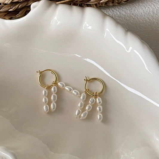 PEARL CASCADE HOOP EARRINGS