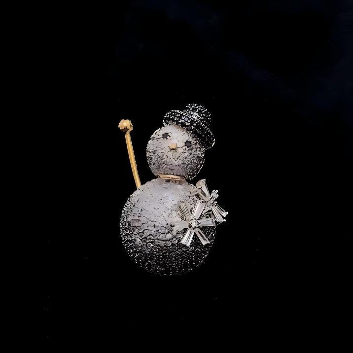「 Snowman with a Crooked Hat 」Brooch