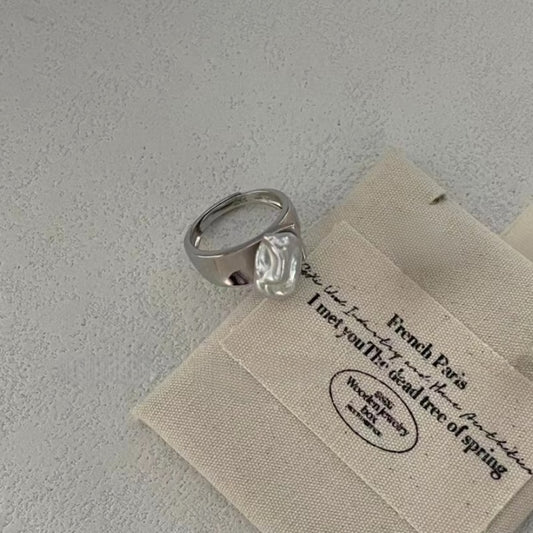 「  Keshi 」Baroque Pearl 925 Sterling Silver Ring