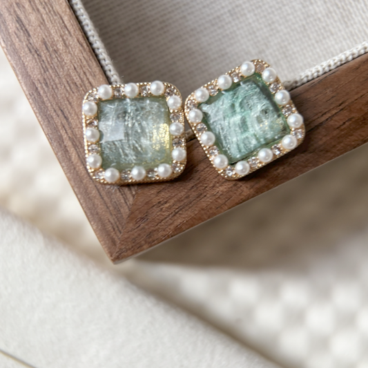 Dreamy Starry Sky Square Zircon Earrings