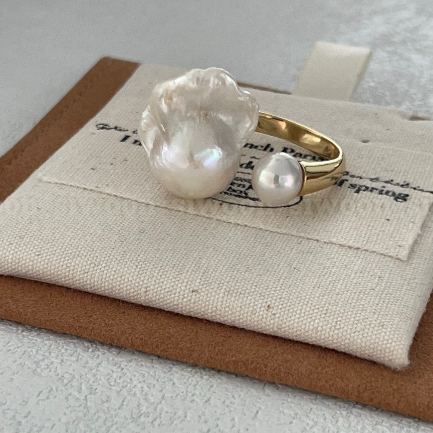 Large Baroque Pearl Open Ring