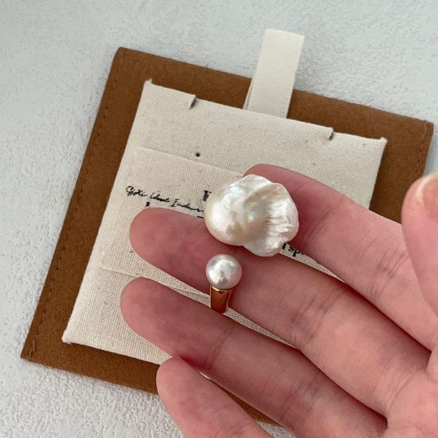 Large Baroque Pearl Open Ring