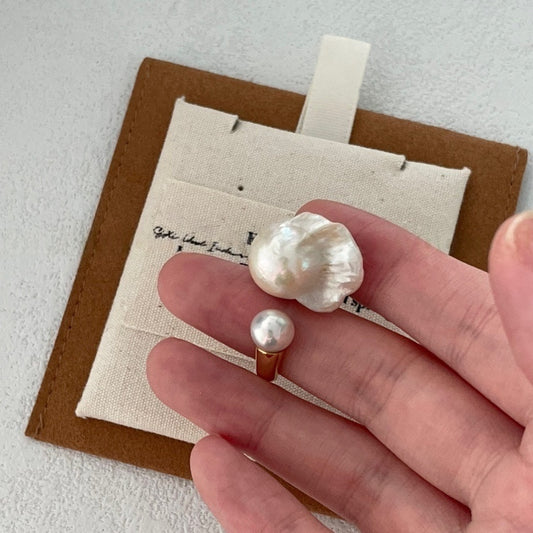 Large Baroque Pearl Open Ring